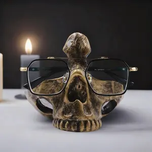 Gothic Skull Glasses Holder with Storage Tray - Novelty Eyeglasses & Sunglasses Display Stand - Desktop Organizer for Home & Office - Decorative Catch-All Tray for Nightstand, Entryway - Creative Gift Idea for Birthday & Christmas - Halloween Decoration