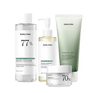 Heart Leaf Skincare Set, Face Cleanser, Cleaning Oil, Facial Toner, Face Cream, Soothing & Repairing, Mild Exfoliation, Hydrating, for All Skin Types, Skin Care Sets