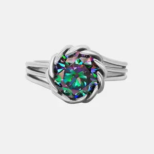 【227】3 Carat Synthetic Moissanite Ring - Stunning Large Stone, Sparkling Brilliance, Ideal for Special Occasions, Elegant Design, Luxurious Engagement Ring, Timeless Appeal