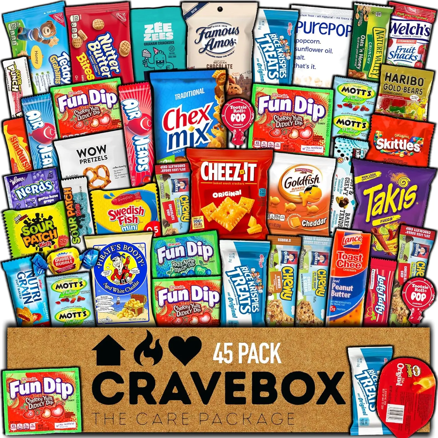 CRAVEBOX Snacks Box Variety Pack Care Package (45 Count) Halloween Treats Gift Basket Adults Kids Grandkids Guys Girls Women Men Boyfriend Birthday Cookies Chips College Student Office
