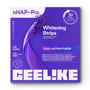 CEELIKE  Purple Teeth Whitening Strips  With Free Cheek Retractor - 7/21 Whitening Sessions -Nano-Hydroxyapatite Safe for Enamel - Non Sensitive Teeth Whitening - Peroxide-Free