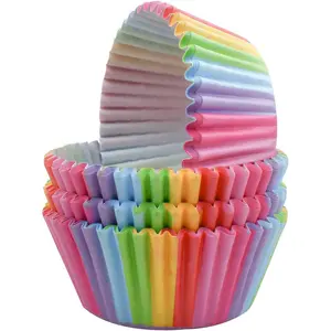 100 Pack Rainbow Cupcake Liners Standard Size Greaseproof Paper Muffin Liners for Birthday Party Wedding Cake Colorful Cupcake Wrappers
