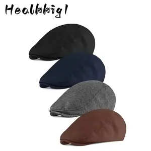 4pcs News boy Men'S Hat,  Flat Cap, Soft Stretch Fit Men Cap,