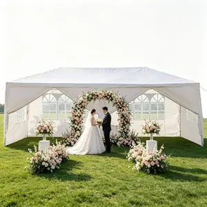 10x20/10x30ft Wedding Tent w/Removable sidewalls, Waterproof Outdoor Canopy for Parties, BBQ, Patio, Garden Events furniture, Summer Vibes
