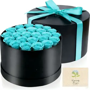 24pcs Light Blue Artificial Rose Gift Set, Soap Flower Box Kit, Non-Washable, Ideal for Mother's Day, Valentine's Day, Birthday, Party Gifts, Includes Card