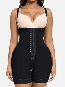 1 Count Women's Essential Shapewear Bodysuit, Fajas, Adjustable Shoulder Strap Length And Hooks Closure Tight Fitting Body Shaper, Body Shaping Compression, Firm Waist And Lift Buttocks Jumpsuit, Perfect For Daily Wear & Fitness