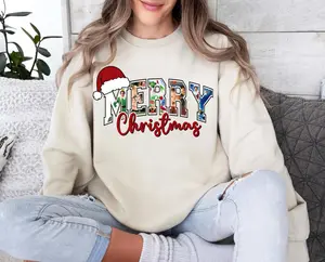 Merry Christmas Movie Characters Shirt/Sweatshirt/Hoodie, Retro Crewneck, For Girlfriend, Cotton, Print Tee, Womenswear Tops
