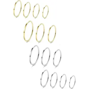 MILACOLATO 8-14Pcs Stainless Steel Plain Band Knuckle Stacking Midi Rings 1mm Women's Comfort Fit Silver/Gold/Rose Tone Daily