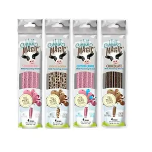 Magic Milk Flavoring Straws, 4Pack Bundle (16 count), Chocolate, Strawberry, Cotton Candy, Cookies Cream Cereal Straws