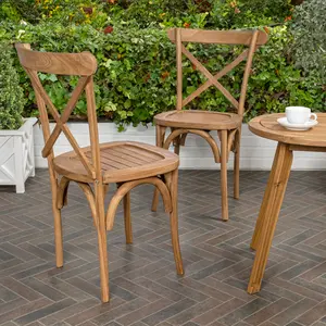 JONATHAN Y Annecy Classic Traditional X-Back Wood Outdoor Dining Chair, Set of 2