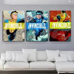 Set of 3 Invincible War Themed Canvas Poster Mark's Universe Variant Art Wall Decor Comic Style Gift for Teens Living Room Bedroom Dorm framed Waterproof Moisture-Proof Desig