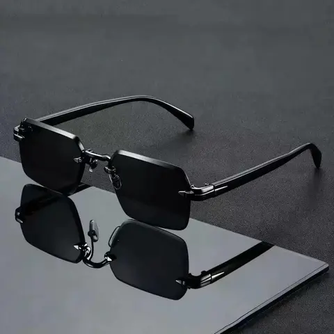 Retro Eyewear for Men and Women, Rectangular Rimless Glasses, Vintage Rimless Sunglasses, Perfect for Everyday Casual Wear