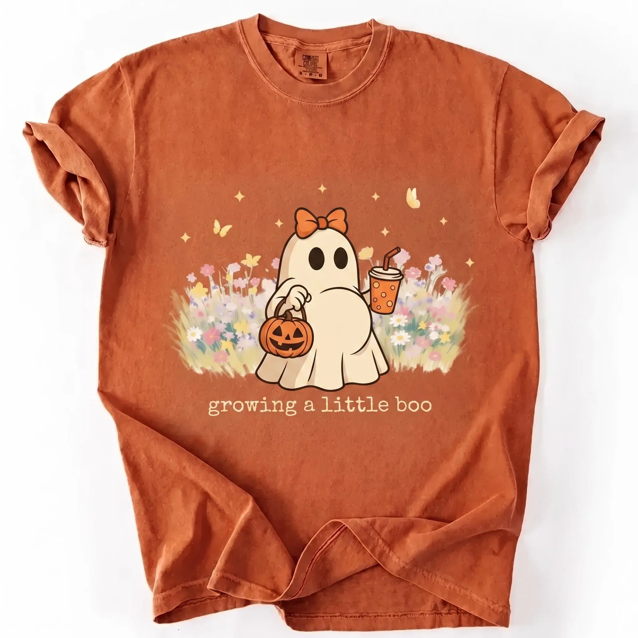 Comfort Colors Halloween Maternity Shirt, Growing A Little Boo, Funny Pregnancy Announcement 2025 Shirt, Spooky Pregnant Costume, New Mommy