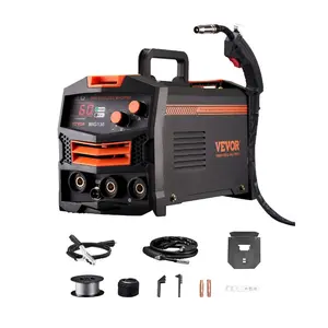 VEVOR MIG Welder, 130Amp Synergic Mig Welding Machine, 110V Gasless Flux Core Welder Machine, Portable Mig Welder with IGBT Inverter Technology and Digital Display Screen, Digital Control, Metal Welding