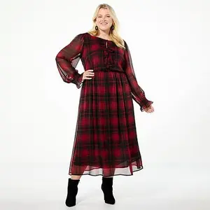 Tower Hill by Christie Brinkley Crinkle Chiffon Ruffle Front Maxi