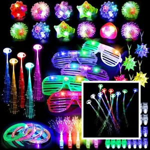78 Glow-in-the-Dark Party Supplies, Bulk Party Bag with Glow Rings, Glasses, Halo & Hair Bands for Neon Party Decoration and Wedding Decor