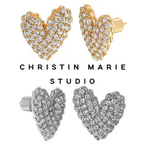 Stone Cold CZ Heart Earrings