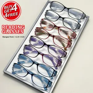 8PCS Fashionable Affordable High-end Textured Reading Glasses Trendy Looking Younger Anti-blue Light Reading Glasses, for Reading Office, Best for Gift