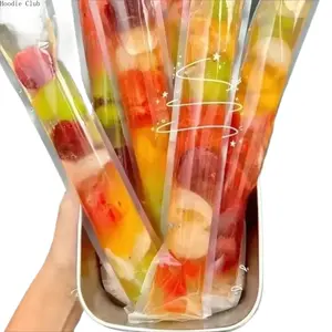 100 Pack Disposable Popsicle Bags – DIY Ice Pop Maker Bags, Fruit Jelly Ice Pops, Long Strip Freezer Pouches, Food-Grade Easy-Fill Leak-Resistant for Kids Snacks, Summer Party Treats, Home Dessert Use
