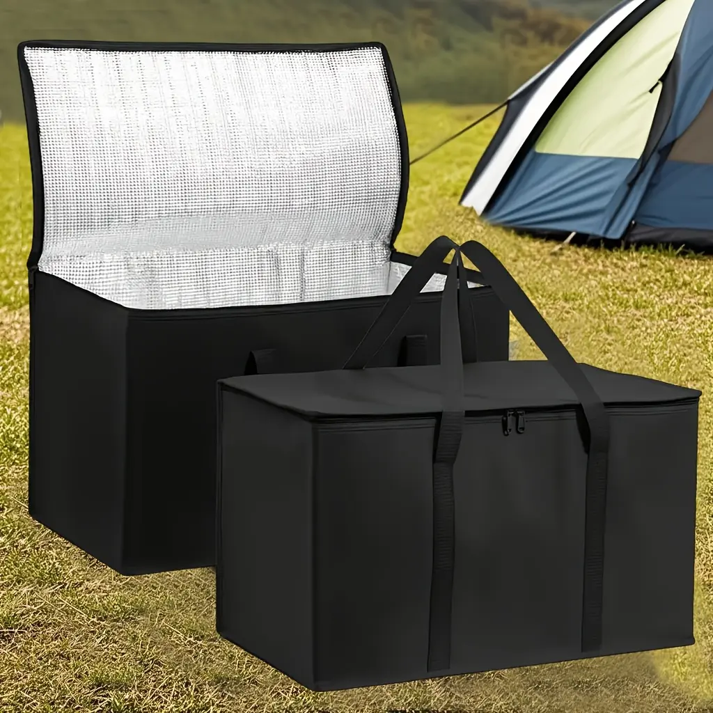 XL/Large Insulated Bag: Outdoor Food Hot and Cold Insulation for Hours - Camping Grocery Bag, Soft Cooler Bag, Pizza Warmer, Lightweight Durable Zipper