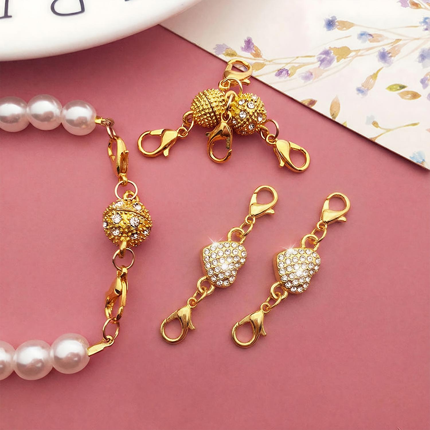 12 PCS Magnetic Necklace Clasps and Closures with Lobster Clasp Gold and Silver Stainless Steel Charm Pendant Gift set for Women Girls Seniors