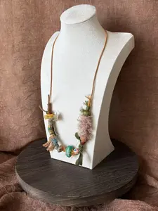Boho Tribal Necklace – Handcrafted Vintage Statement Jewelry with African Trade Beads & Nepalese Clay, 50cm, Unisex Ethnic Style for Artistic Souls | Dust & Totem