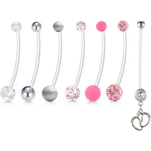 14G Pregnancy Belly Button Rings Flexible Bioplast Sport Maternity Belly Navel Retainer Body Piercing 38mm 1 1/2"