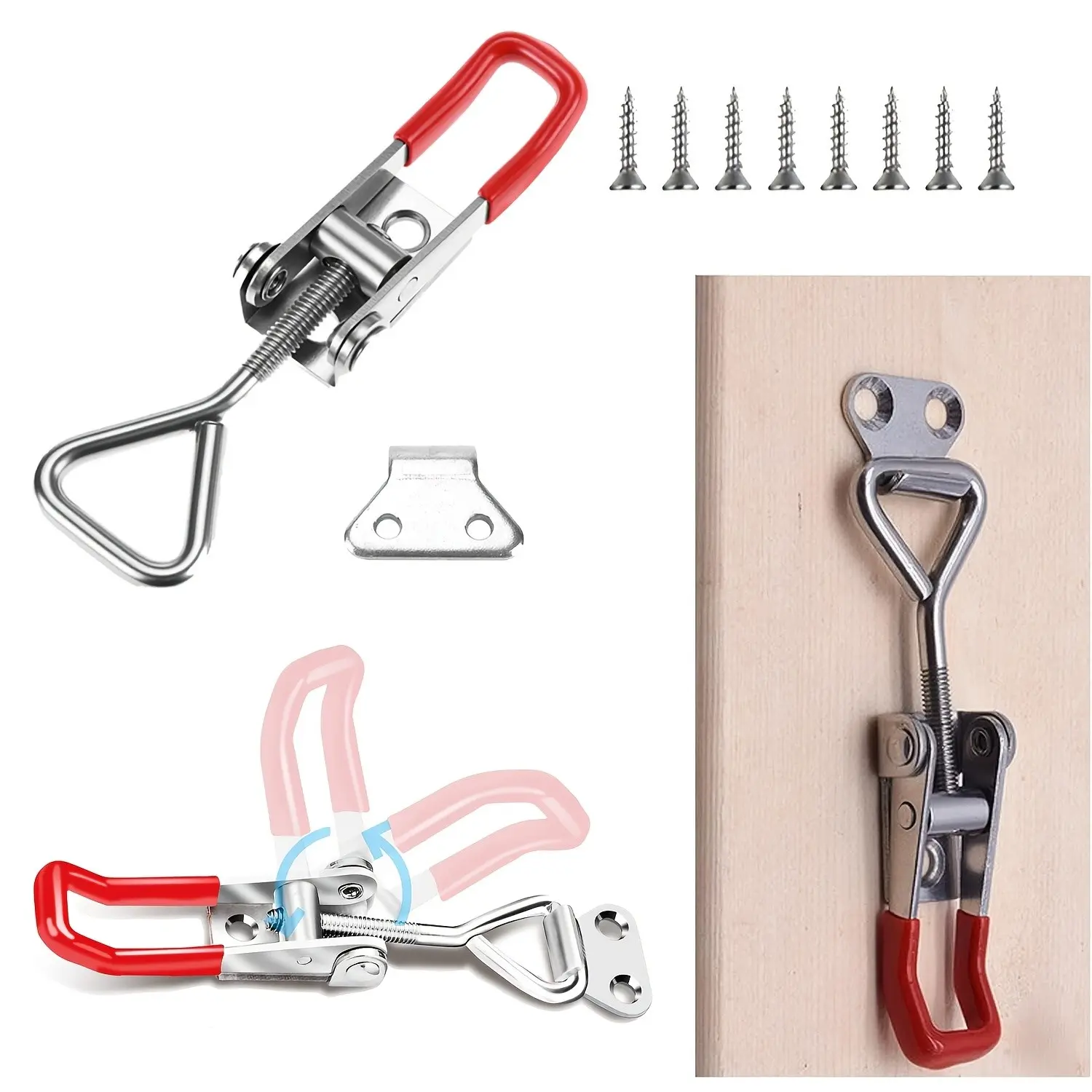 Fnansi 10pcs Adjustable Toggle Latch, Draw Latch, Tension Latch with Screws, Secure Closure, Metal Latch for Toolbox, Cabinet, Chest, Industrial Equipment