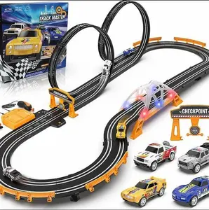Slot Machine Racing Track Kit, 4 High Speed ​​Slot Machine Racing Track, Electric Racing Track, Double Racing Game Disc Counter for 4,5,6,7,8-12 Years Old Children Gift Birthday Gift Holiday Gift