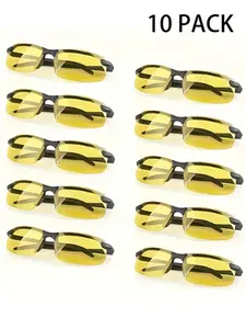 10 Pairs Polarized Anti-Glare Night Driving Glasses Color-Changing, Boho Style Plastic Frame, All Seasons Use, Decorative Lenses, Windproof Polarized