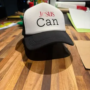 Jesus Can Trucker Hat - White & Black Design with Inspirational Message for Everyday Wear