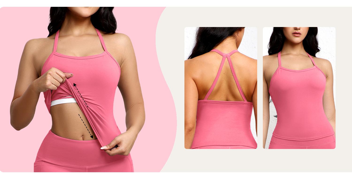 Women's 3-Piece Athletic Tank Top Set - Y-Back, Breathable Quick-Dry Knit Fabric, Built-In Bra Pads, Trending Cute Going Out Tops, Athletic Style, for Running & Fitness Enthusiasts, Cold Wash