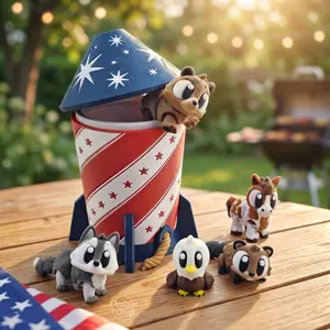 Stars and Squeaks Mini Playset - Screen-Free Imaginative Play & Fidget Desk Figures for Home Decor