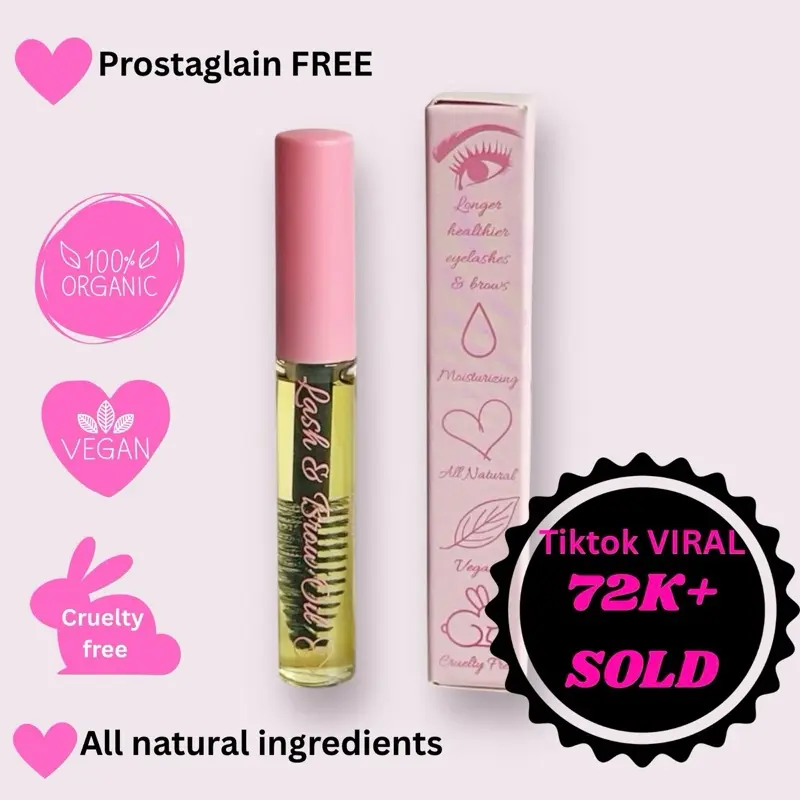 Lash & Brow Growth Oil , Serum For Eyelashes & Eyebrows | Vegan | All Natural | Prostaglandin Free | Thicker Longer Eyelashes | Castor Oil | Rosemary Oil | Sensitive | Hydrating | Nourishing Blend