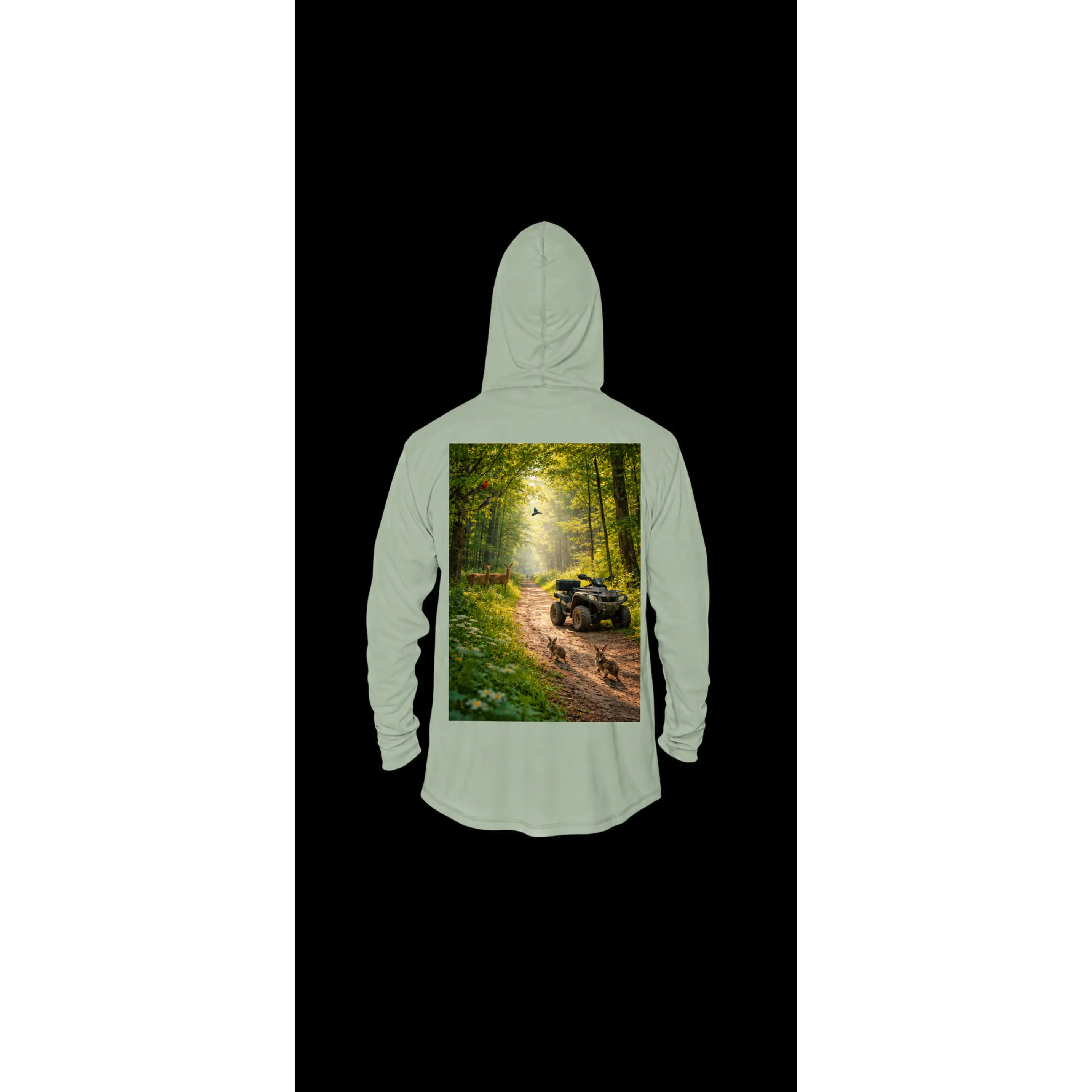 Women Woods Hoodie I'm For The Woods | ATV Forest Scene, Deer & Rabbits, Nature Camping