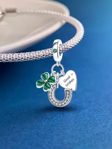 New Original Design Silver Plated Pendant Popular Exquisite Green Plant Tree Cactus Bee Four Leaf Clover Series Bead Pendant Ball for Bracelet Making Kit DIY Women and Men Perfect Chioce Gift Jewelry for Ladies