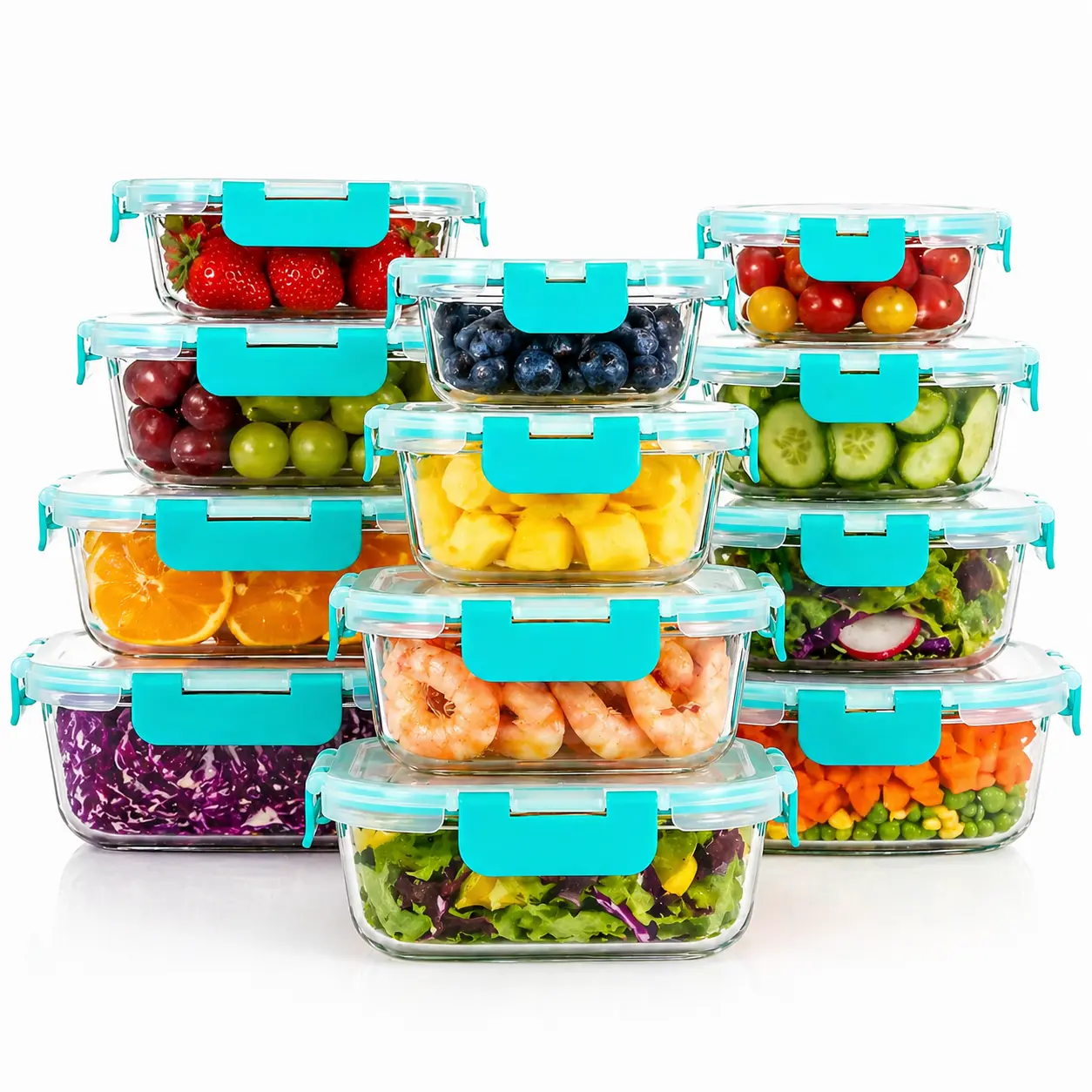12-Piece Leak-Proof Food Storage Container Set (12 Containers + 12 Lids) - Airtight & Leak-Proof, BPA-Free, Oven/Microwave/Freezer/Dishwasher Safe, Stackable Kitchen Food Containers, Multi-Size Borosilicate Glass Leak-Proof Food Containers. tiktokshopspri