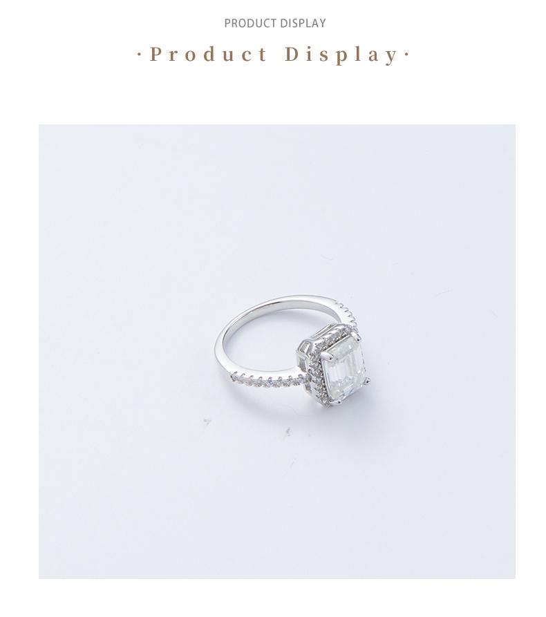 [Venus Jewelry] Synthetic Mossianite 1CT 2CT Radiant Embarld Shape Halo Design Silver 925  Ring