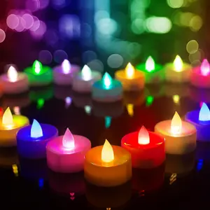 Color Changing LED Tea Lights Bulk, 24 Pcs Flameless Tealight Candles with Colorful Lights, Battery Operated Colored Fake Candles, No Flickering Light, [White Base]