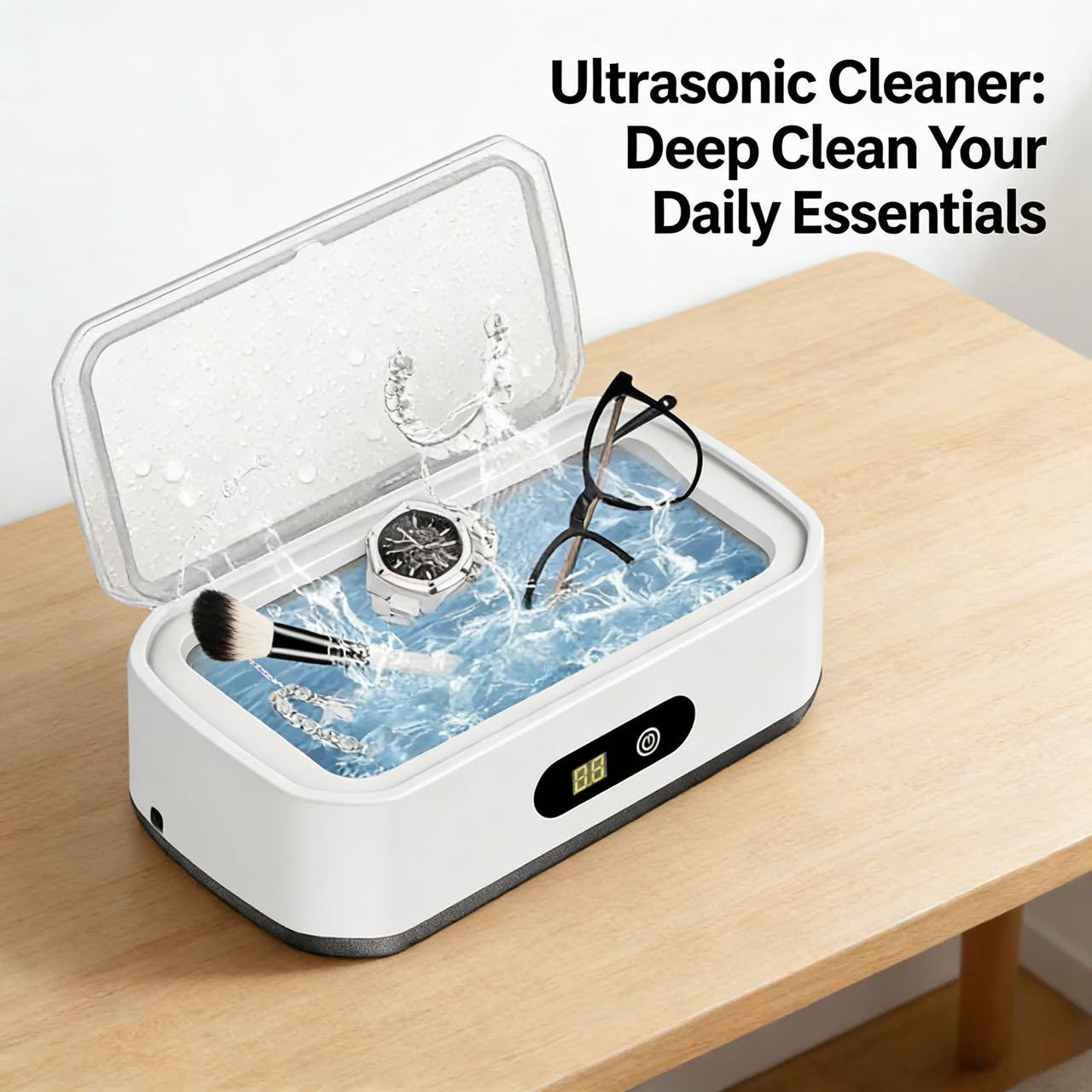 Ultrasonic Cleaner with 304 Stainless Steel Tank, 5 Timer Settings, Deep Cleaning Device for Jewelry, Glasses, Watches, Dentures, Retainers, Coins & Small Metal Parts