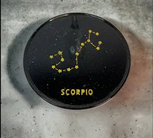 Scorpio Zodiac Coaster - Circular Design with Gold Star Pattern - Stylish Tableware for Home Decor