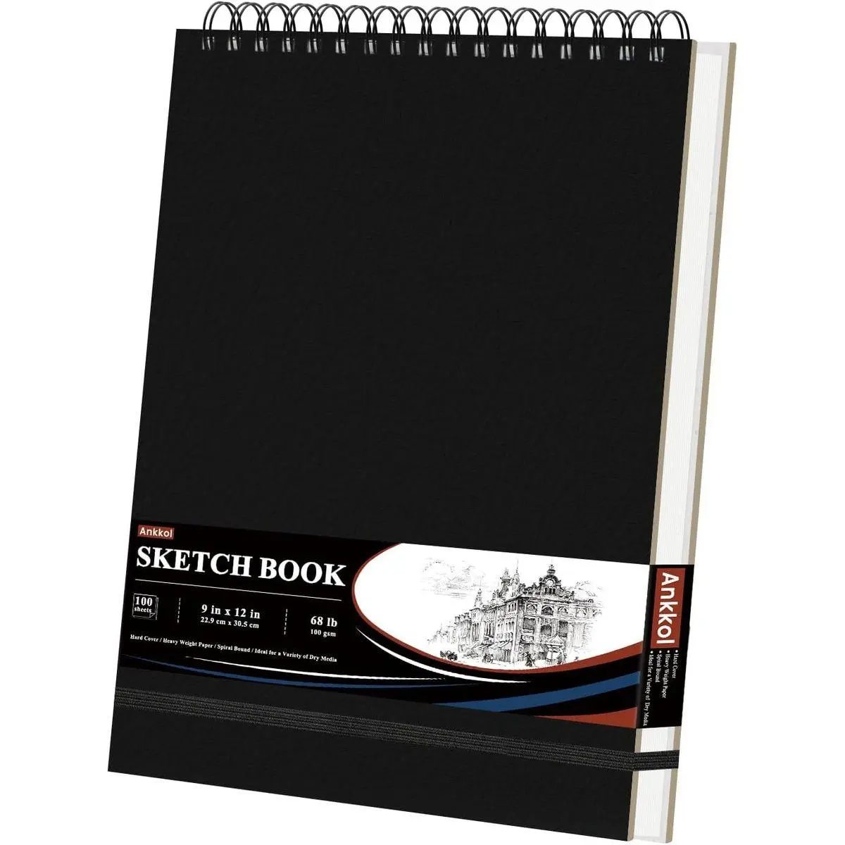 9x12 Sketch Book, Top Spiral Bound Sketchbook,100 Sheets_68lb/100gsm | Art Sketch Pad for Kids, Adults, Beginners, Artists, Acid-Free Sketch Paper, Thick Drawing Paper, Hardcover, Perforated Pages