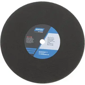 NORTON Very Coarse Grit Aluminum Oxide Cutoff Wheel, 10x1/8in Size, 5/8in Hole Mount, Reinforced Rim, 24 Grit, 6110 Max RPM, for Cutting Metal with Stationary Tools (66253122826)