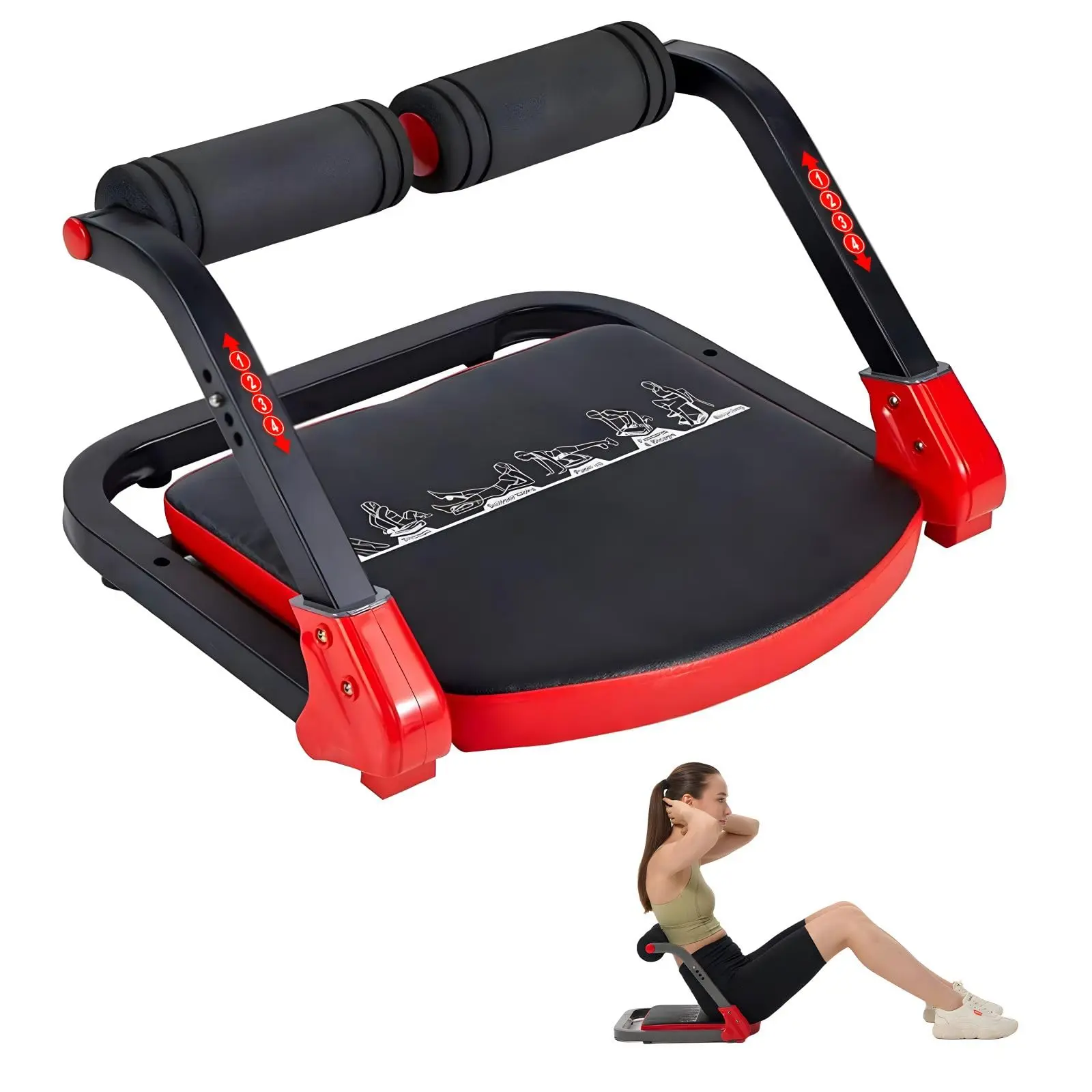 Ab Machine, Sit Up Exercise Equipment, Ab Workout Equipment with 3 Adjustable Resistance, Ab Trainer for Stomach Workout with 330 LBS Weight Capacity, Foldable Ab Crunch Machine for Home Gym