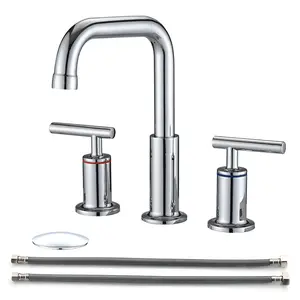 Hardware water tap 8 in. Widespread Double Handle Bathroom Faucet with Pop Up Drain in Chrome