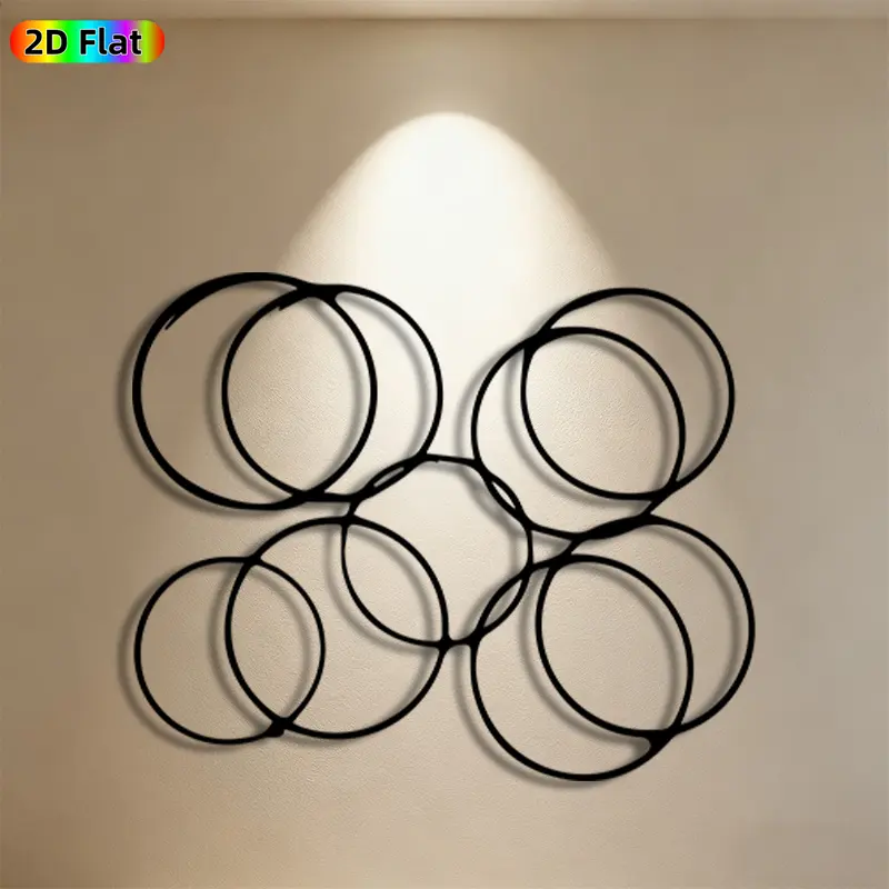 1pc Interlocking Circles Metal Wall Art, Modern Interlocking Circles Statue Mural, Ideal Gift for New Year, Easter, Abstract Decor Enthusiasts,  Metal Wall Decor Wall Sculptures, Perfect for Living Room Wall & Garden Fence, Stylish Home Decor Accent