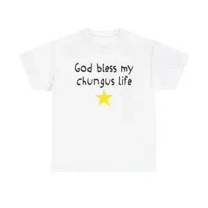 Men's T-Shirt, Soft 100% Cotton "God Bless My Chungus Life" Meme Graphic, Classic Streetwear Style with Round Neck & Short Sleeves