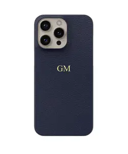Navy Blue Genuine Leather iPhone Case
