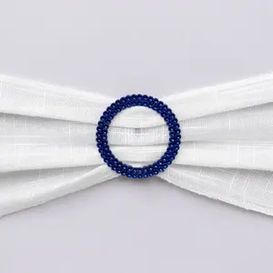 20 Pack Diamond Circle Chair Sash Band Buckle Pin 2.5" Royal Blue - Rhinestone Napkin Rings