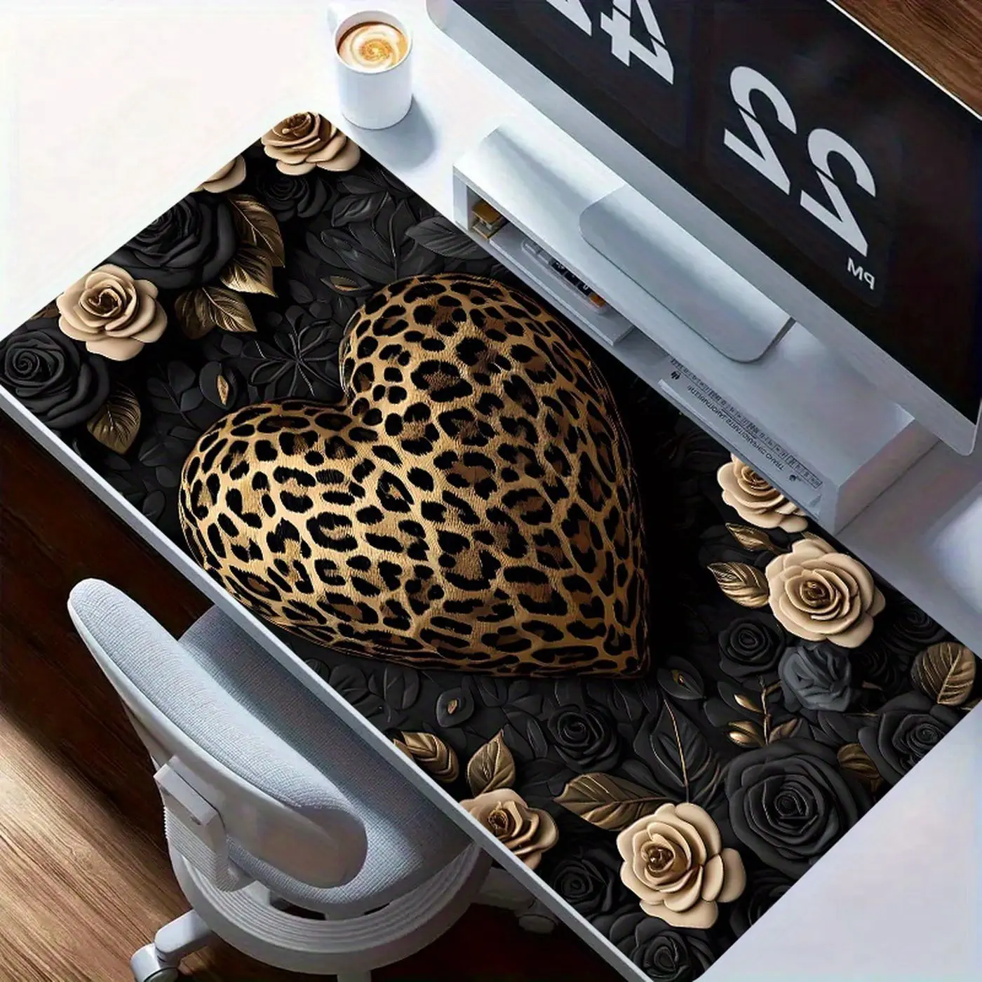 Leopard Print Heart Mouse Pad: Large Anti-Slip Gaming Mousepad – Perfect Office Accessory & Luxury Desk Mat Great Gift & Christmas Decoration!